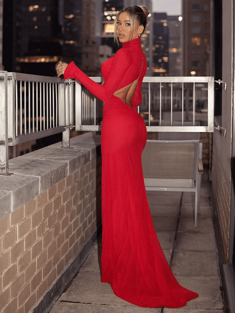 Slim Hollow Out Red Dress | Fashionsarah.com