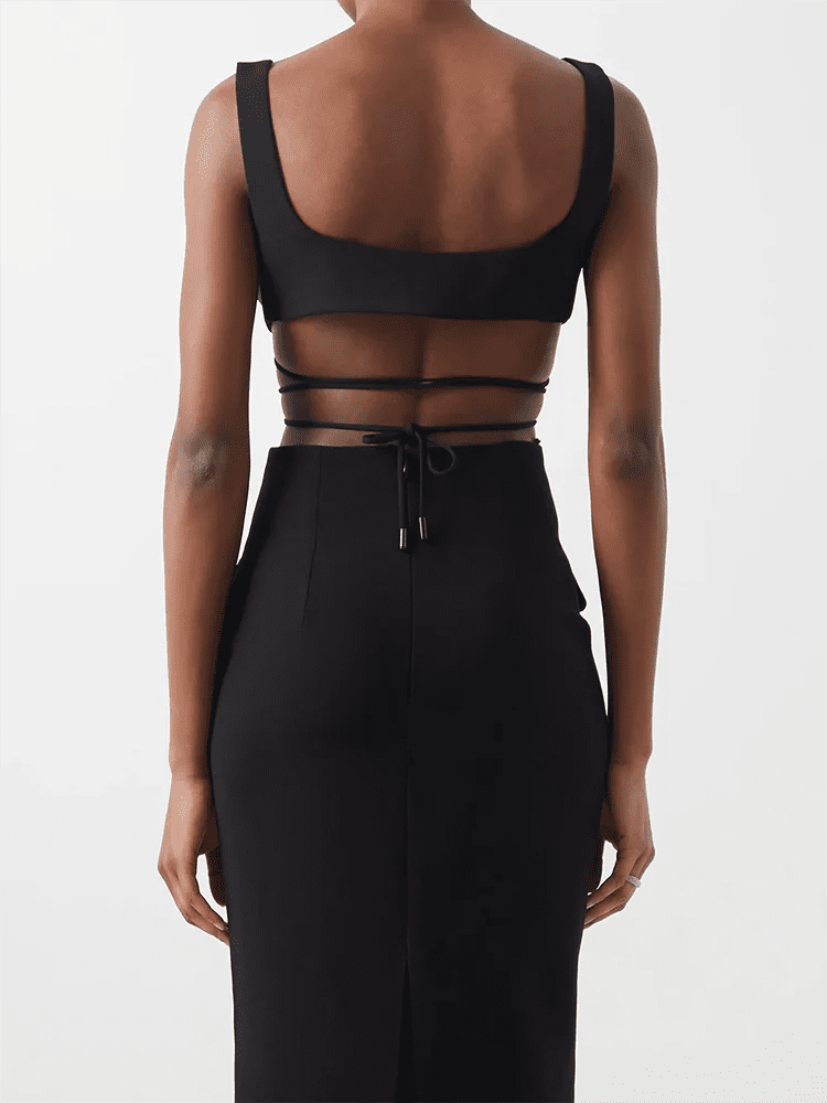 Lace up Top + High Split Long Skirt | Fashionsarah.com