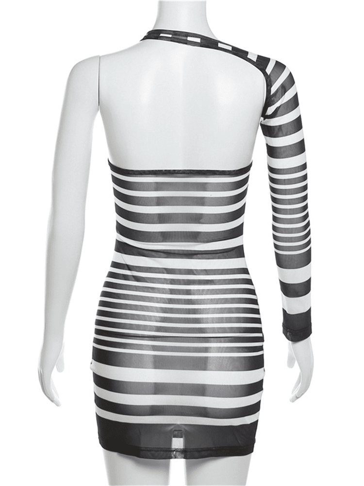 Fashionsarah.com One Shoulder Striped Beach Dress