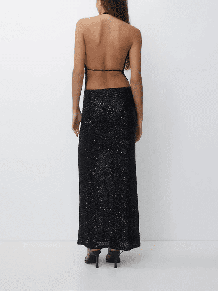 Black Halter Backless Maxi Dress/maxi Dress for Women/slit Sexy