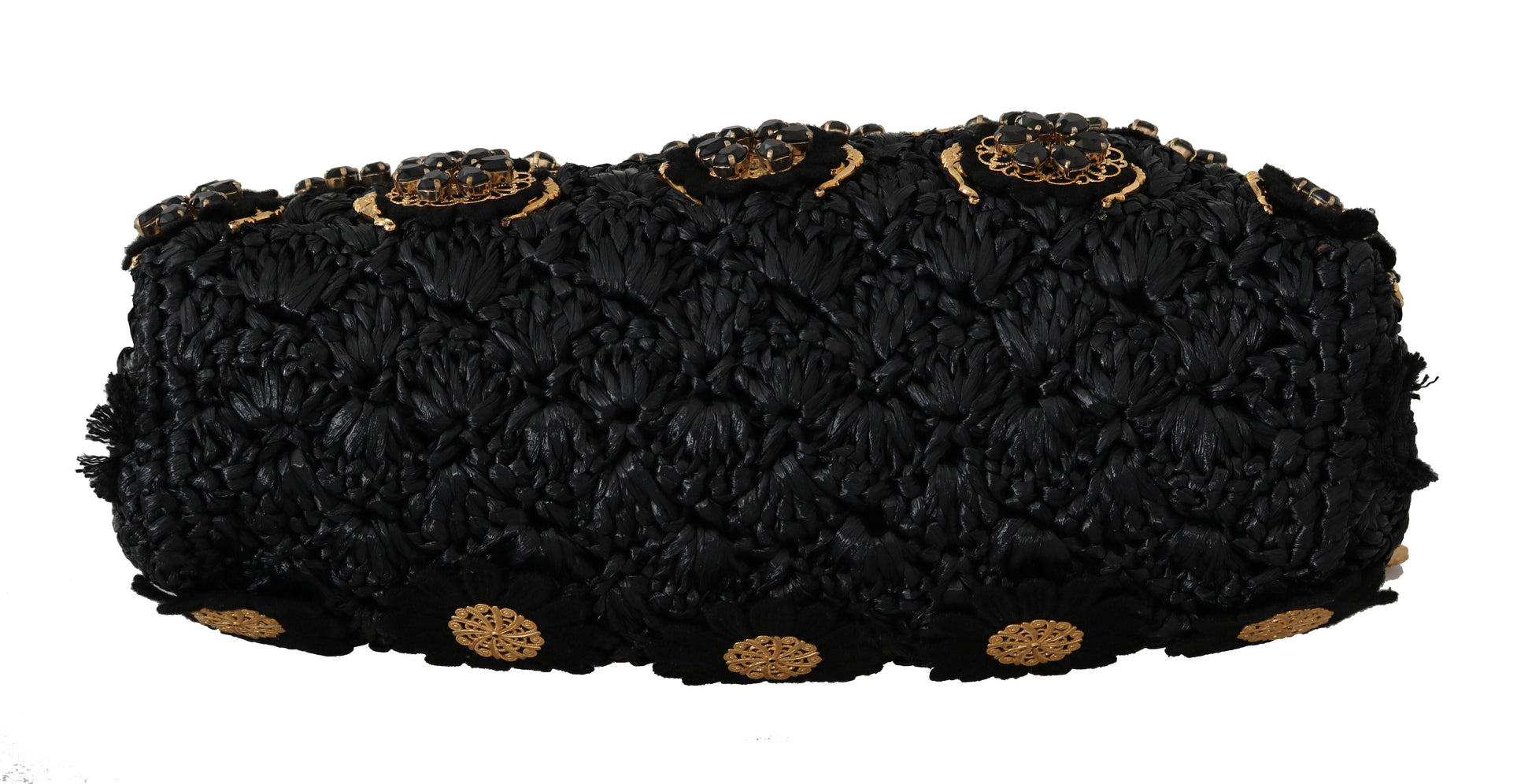 Fashionsarah.com Fashionsarah.com Dolce & Gabbana Black Tassel Gold Baroque Crystal Evening Clutch