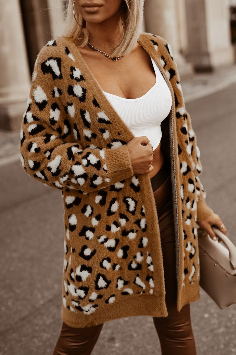 Brown Leopard Women Cardigan | Fashionsarah.com