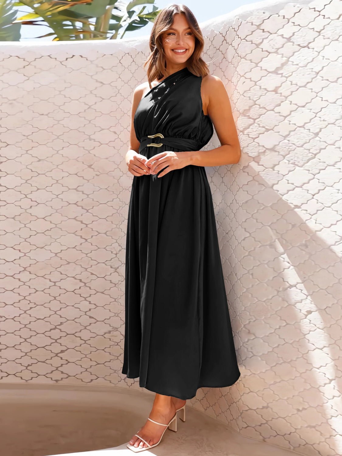 Single Shoulder Midi Dress | Fashionsarah.com