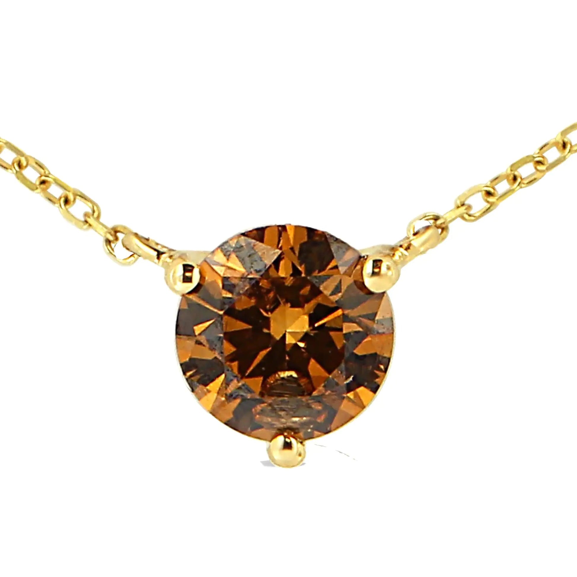 14K Yellow Gold 1/2 Cttw Martini Set Lab Grown Yellow Diamond Solitaire 18" Pendant Necklace (Yellow Color, VS2-SI1 Clarity) | Fashionsarah.com