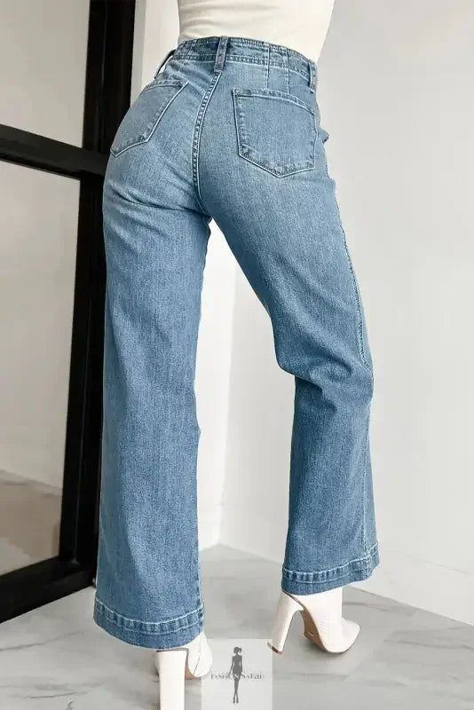 Light blue wide-leg jeans from Blue Straight Loose Women Jeans collection