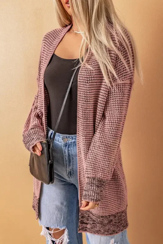 Pink and black knit pocketed duster cardigan from Fashionsarah Gray and White collection