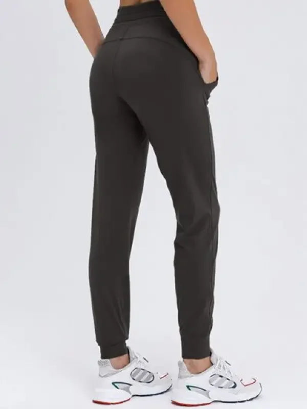 Dark gray athletic tied joggers with pockets from Fashionsarah online boutique