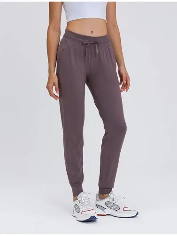 Dark Gray Athletic Tied Joggers with Pockets from Fashionsarah online boutique