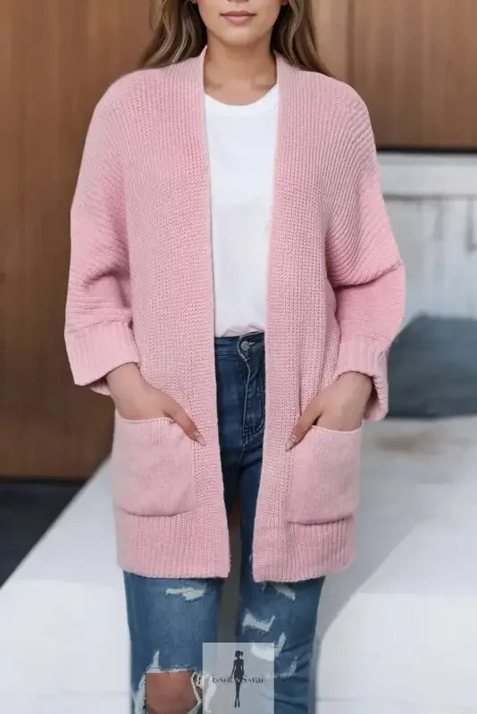 Pink oversized sweater cardigan from online boutique, perfect for cozy fashion