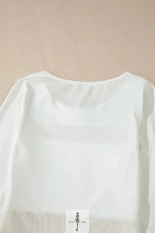 Fashionsarah.com Fashionsarah.com White Mesh Patchwork Long Sleeve Bodysuit