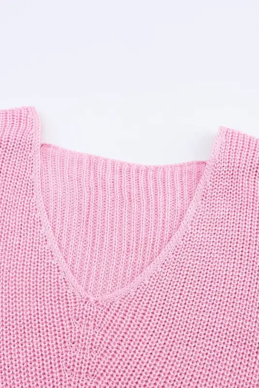 Pink V Neck Women Sweatshirt | Fashionsarah.com