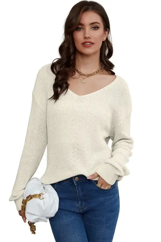 Pink V Neck Women Sweatshirt | Fashionsarah.com