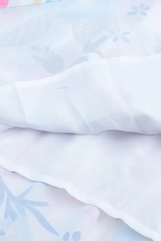 White Frill Mock Neck Sleeveless Tiered Floral Dress | Fashionsarah.com