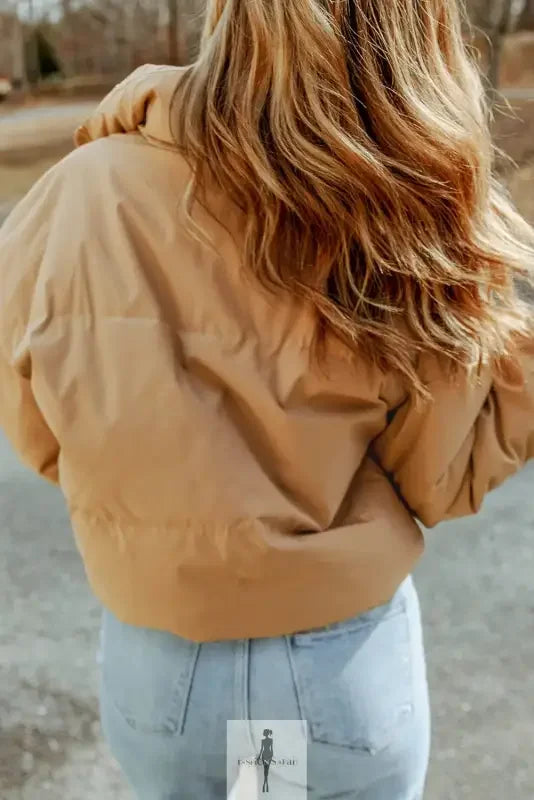 Fashionsarah.com Fashionsarah.com Brown Zip Up Pocketed Puffer Jacket