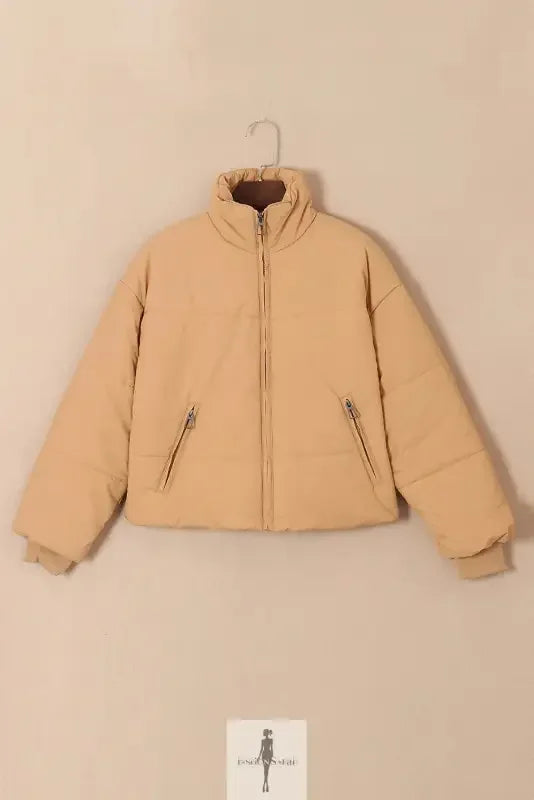 Fashionsarah.com Fashionsarah.com Brown Zip Up Pocketed Puffer Jacket