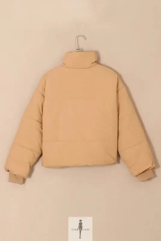 Fashionsarah.com Fashionsarah.com Brown Zip Up Pocketed Puffer Jacket