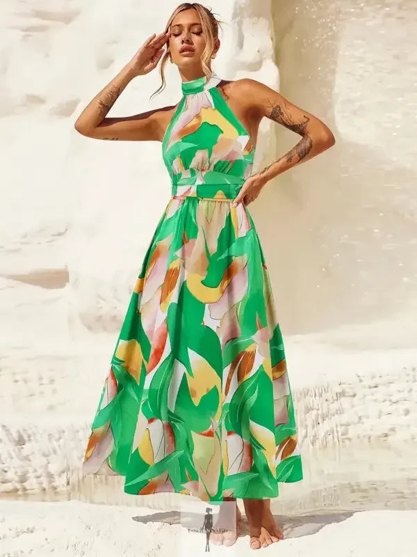 Fashionsarah.com Fashionsarah.com Ruched Halter Neck Sleeveless Dress