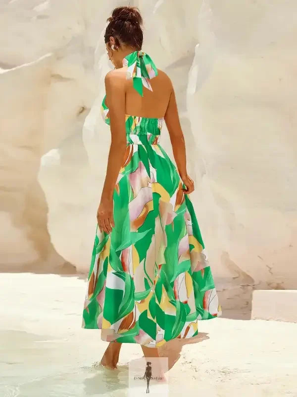 Fashionsarah.com Fashionsarah.com Ruched Halter Neck Sleeveless Dress