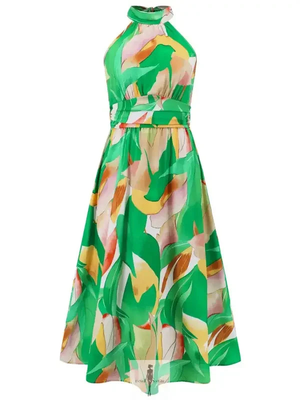 Fashionsarah.com Fashionsarah.com Ruched Halter Neck Sleeveless Dress