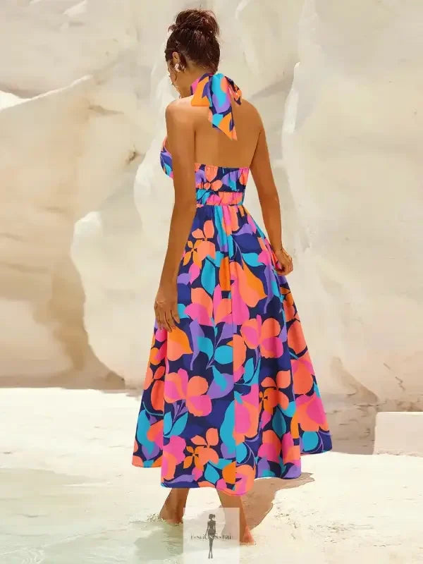 Fashionsarah.com Fashionsarah.com Ruched Halter Neck Sleeveless Dress