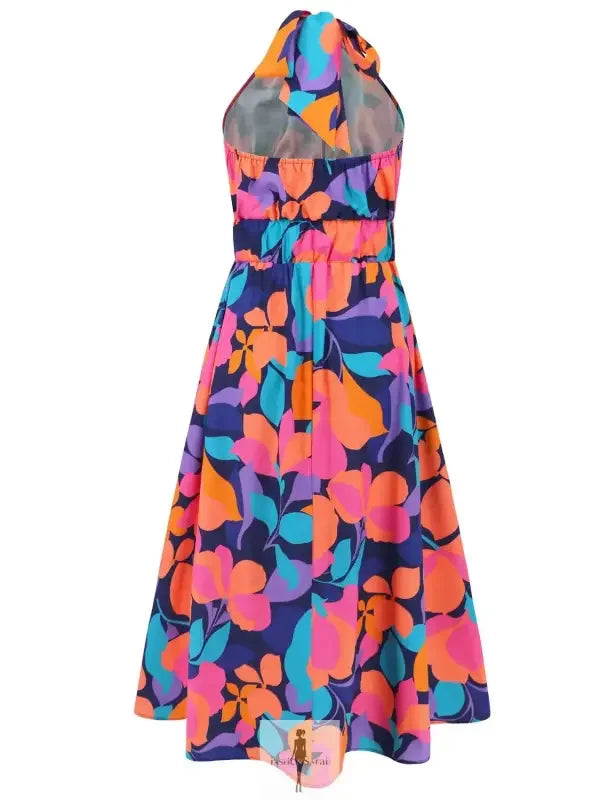 Fashionsarah.com Fashionsarah.com Ruched Halter Neck Sleeveless Dress