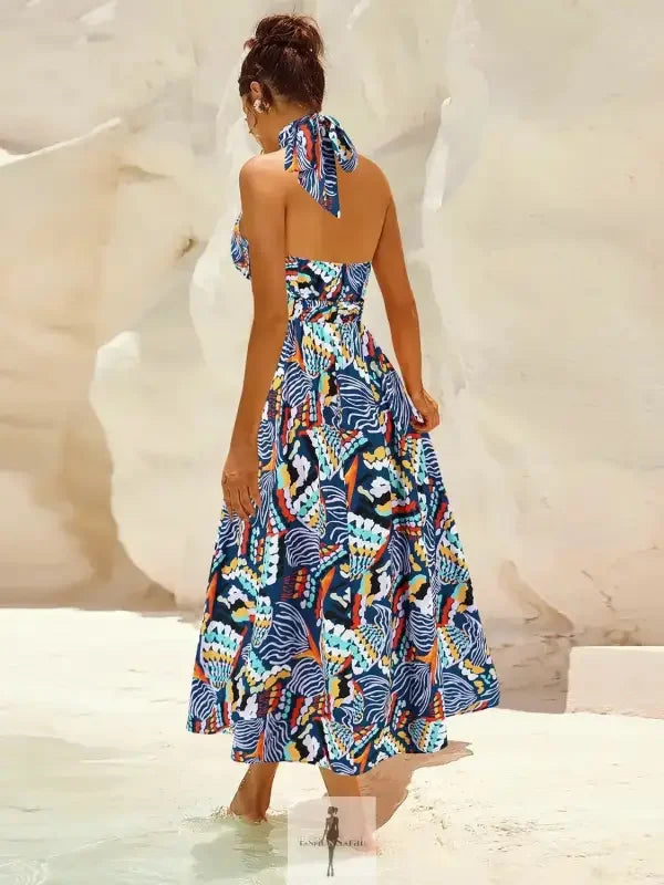 Fashionsarah.com Fashionsarah.com Ruched Halter Neck Sleeveless Dress