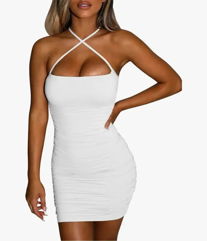 Sheath Bandage Dress - White / XS - Beachwear fashion