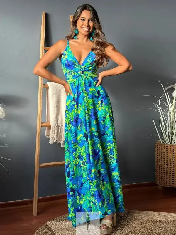 Fashionsarah.com Fashionsarah.com Twisted Printed V-Neck Cami Dress