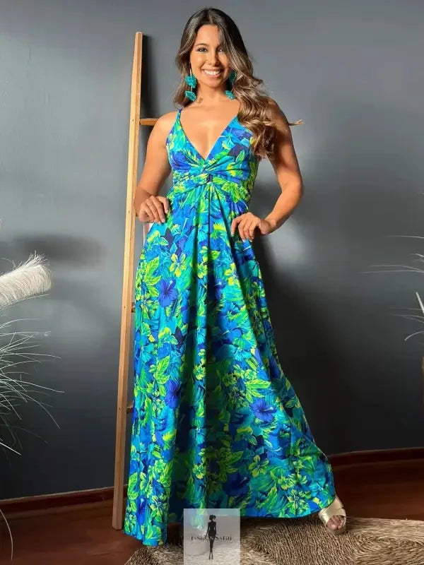 Fashionsarah.com Fashionsarah.com Twisted Printed V-Neck Cami Dress