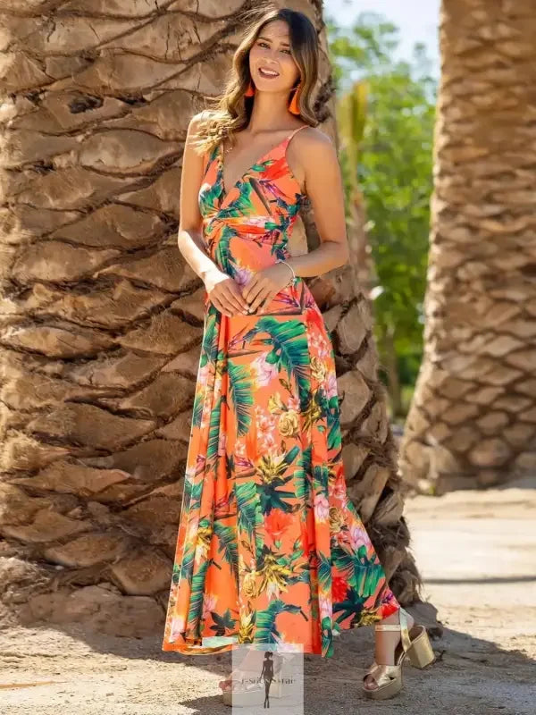 Fashionsarah.com Fashionsarah.com Twisted Printed V-Neck Cami Dress