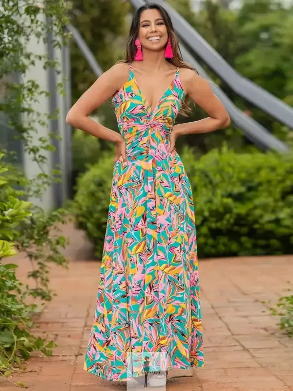 Fashionsarah.com Fashionsarah.com Twisted Printed V-Neck Cami Dress