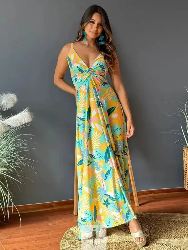 Fashionsarah.com Fashionsarah.com Twisted Printed V-Neck Cami Dress