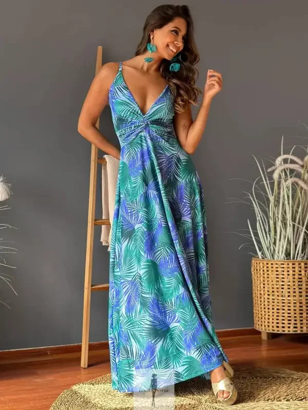 Fashionsarah.com Fashionsarah.com Twisted Printed V-Neck Cami Dress