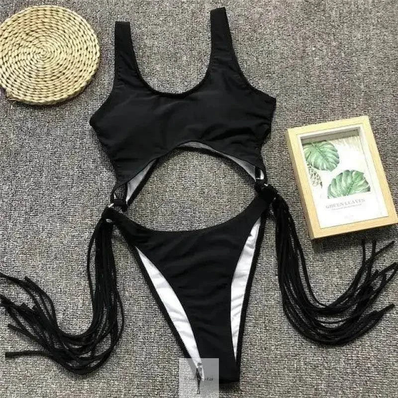 Fringe Two Tone Swimsuit Brazilian High CutFashionsarah.com