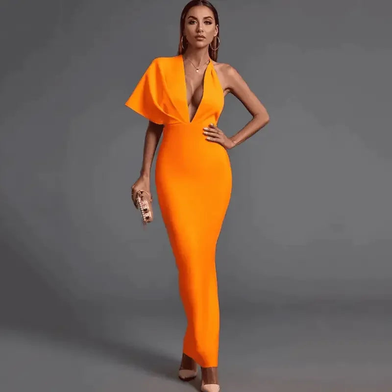Orange One-Shoulder GownFashionsarah.com
