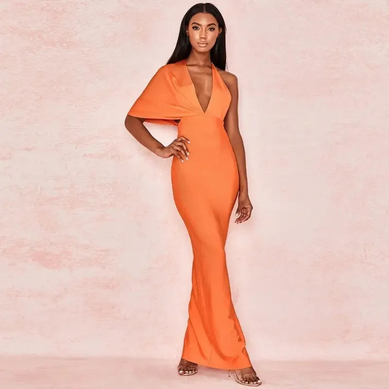 Orange One-Shoulder GownFashionsarah.com