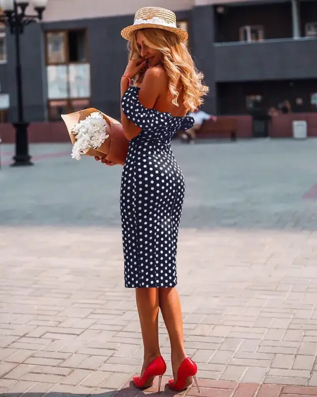 Red Polka Dot Dress with White Lace TrimFashionsarah.com