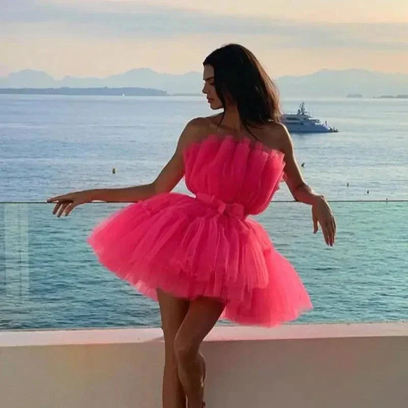 Kendall Jenner Pink Tulle Mini Dress