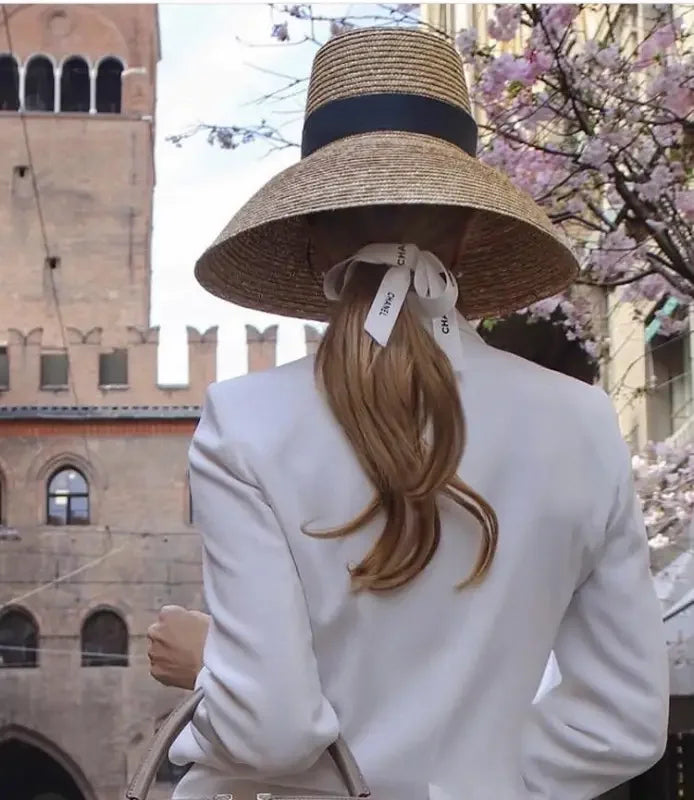 Navy Band Straw Ladies HatFashionsarah.com