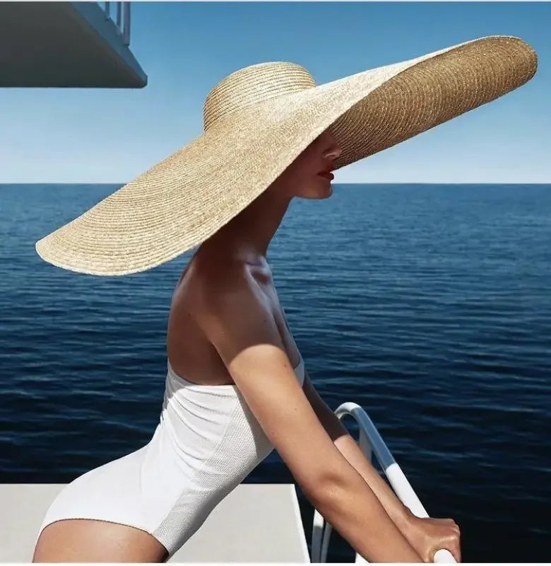 Oversized straw sun hat from Fashionsarah featuring wide brim for stylish sun protection