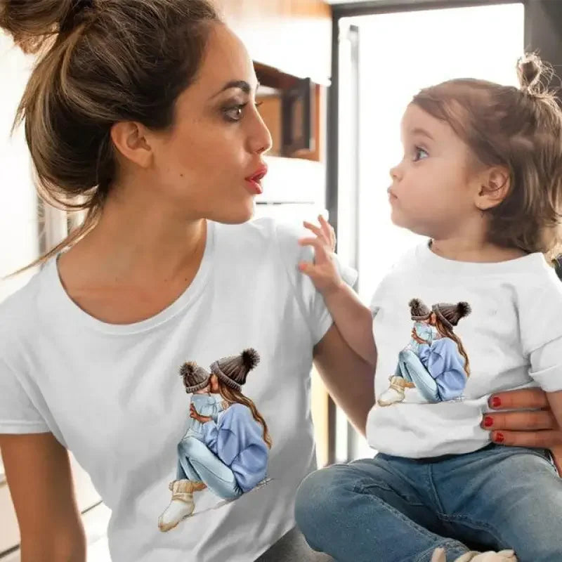 Matching mother-daughter T-shirts showcasing coordinated matching t-shirts mom and daughter style