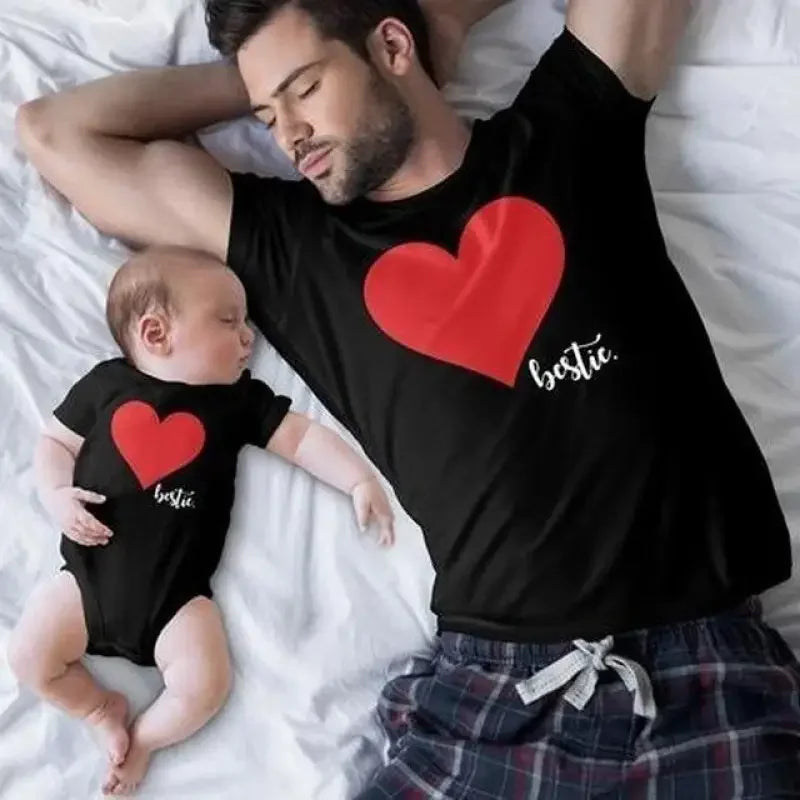 Family Love Matching T-Shirts featuring matching father and baby heart shirts for family bonding