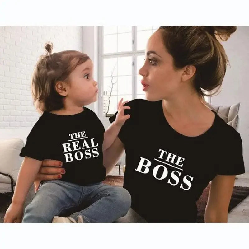 Matching The Boss and The Real Boss T-shirts for love family matching moments