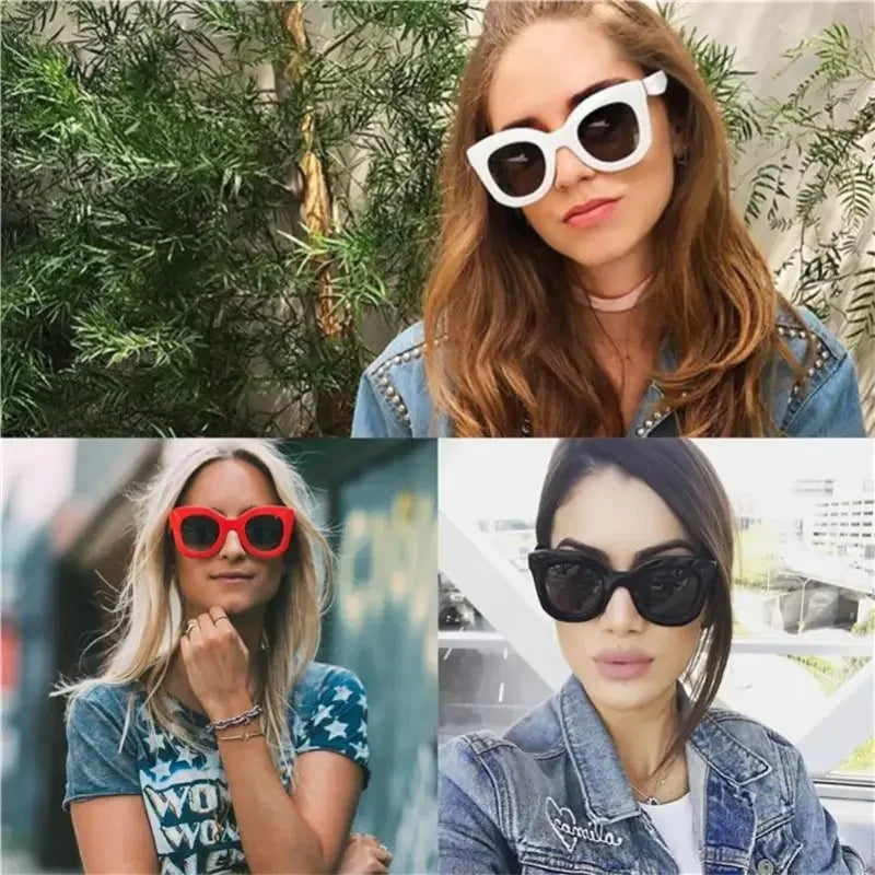 Women in sunglasses collage featuring cat sunglasses from an online boutique women’s fashion