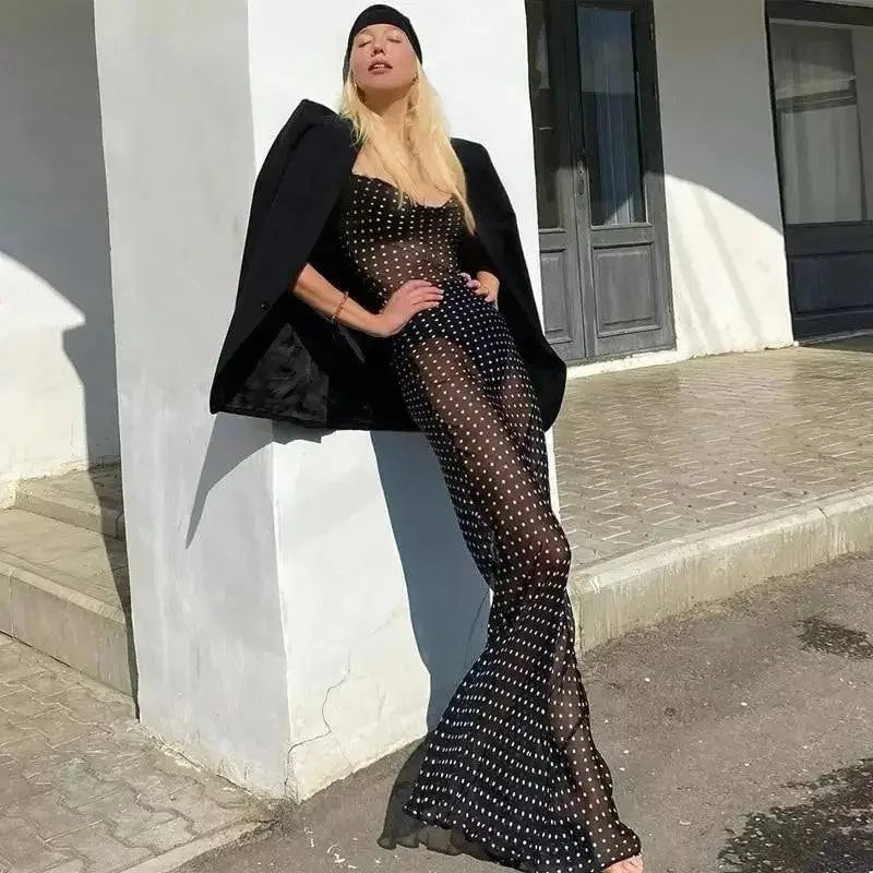 Black Polka Dot Sheer Dress