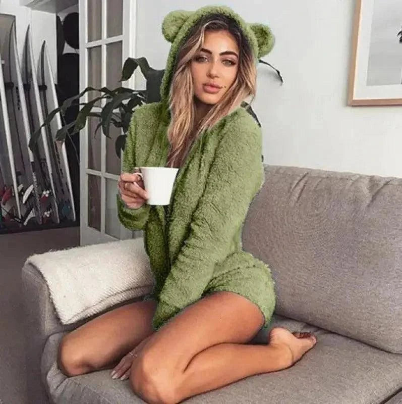 Fleece Pajama Hooded with Rabbit Ears | Fashionsarah.com