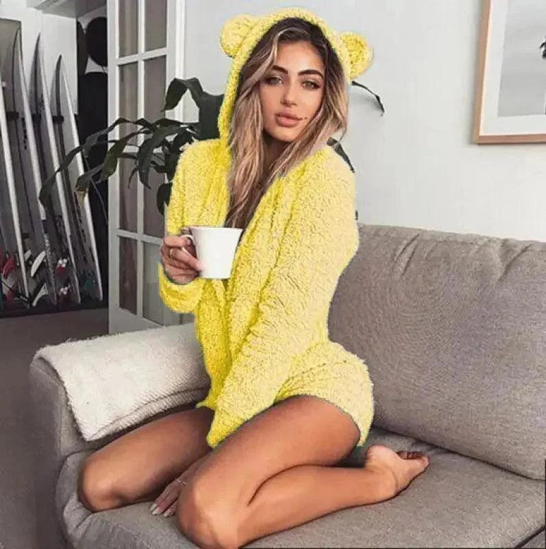 Fleece Pajama Hooded with Rabbit Ears | Fashionsarah.com