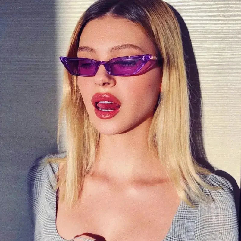 Woman wearing stylish purple cat vintage sunglasses from Cat-Eye Sunglasses collection