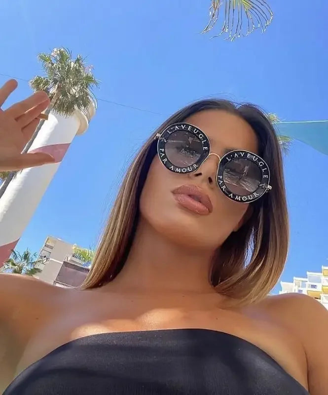 Stylish round sunglasses with decorative rims featured in Sunglasses and Turban Fashion Portrait