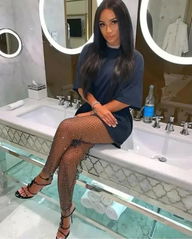 Women Diamond Elastic Pants | Fashionsarah.com